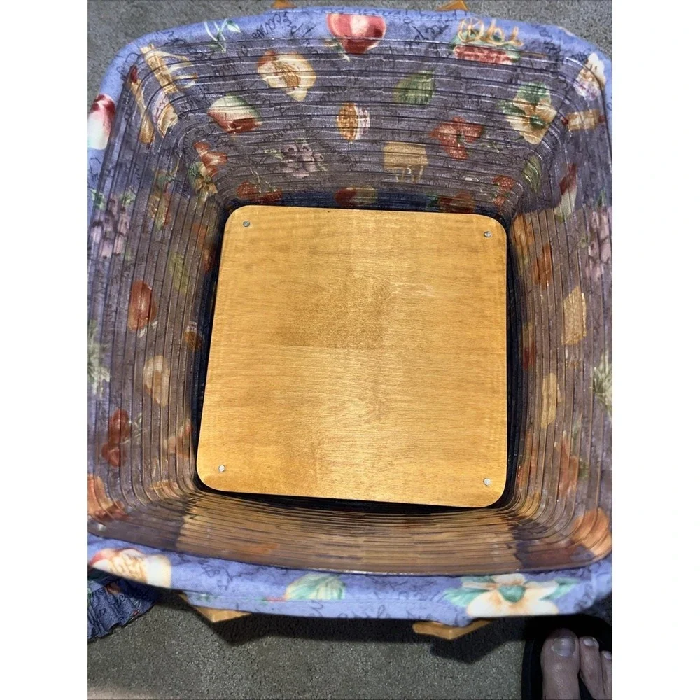 Vtg 1998 Longaberger Grandma Bonnie 2-Pie Basket COMBO 10Family Signatures Riser